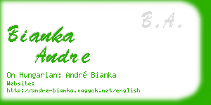 bianka andre business card