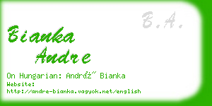 bianka andre business card